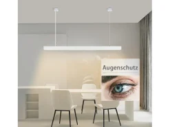 NETTLIFE Lámpara Colgante LED 32W Blanco Diam.107CM Moderna Aluminio Regulable Altura Regulable con Diseño Largo Lineal para