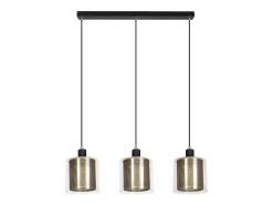 NETTLIFE Lámpara colgante de metal dorado negro E14 Diam.171,5 cm vidrio industrial vintage 3 lámparas para salón, oficina, comedor