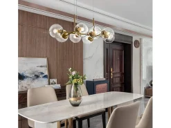 NETTLIFE Lámpara colgante de cristal LED Diam.105 cm E27 con 8 bombillas de bola Lámpara LED para sala de estar, dormitorio, iluminación interior