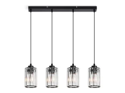 NETTLIFE Lámpara colgante moderna de cristal negro para mesa de comedor, 4 llamas, E27