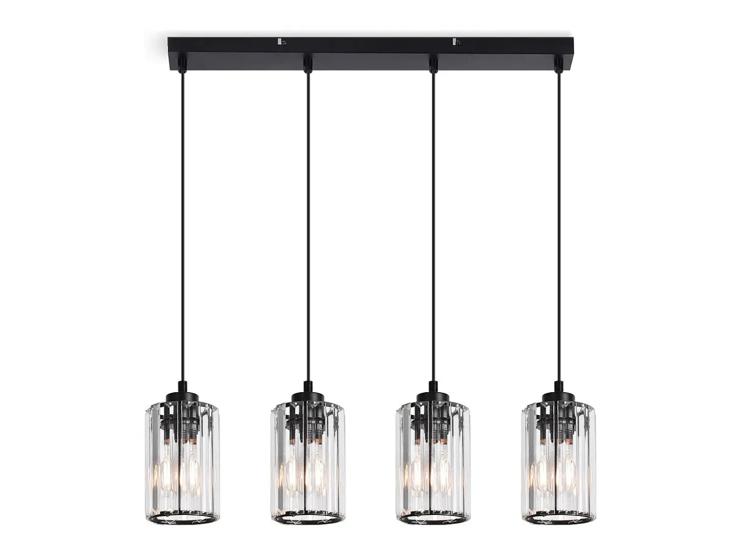 NETTLIFE Lámpara colgante moderna de cristal negro para mesa de comedor, 4 llamas, E27