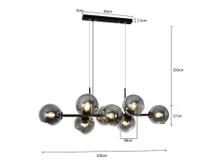 NETTLIFE Lámpara Colgante de Vidrio Diam.105cm E27 8 Llamas Lámpara Colgante Sala de Estar Dormitorio Bola de Vidrio Ámbar Moderna para Hotel