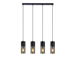 NETTLIFE Lámpara colgante para mesa de comedor, E27, 4 llamas, LED ajustable, pantalla de cristal moderna