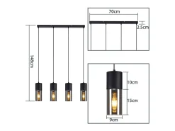 NETTLIFE Lámpara colgante para mesa de comedor, E27, 4 llamas, LED ajustable, pantalla de cristal moderna