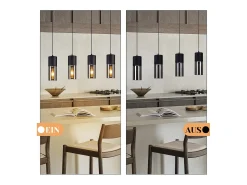 NETTLIFE Lámpara colgante para mesa de comedor, E27, 4 llamas, LED ajustable, pantalla de cristal moderna