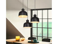NETTLIFE Lámpara Colgante Metal Diam.17,8 cm E27 Negro Vintage Industrial Retro Lámpara de 3 Bombillas para Dormitorio Salón Hotel