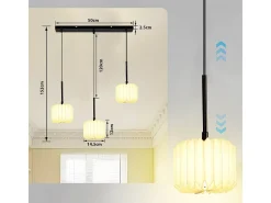 NETTLIFE Lámpara colgante vintage para mesa de comedor, lámpara colgante para salón, comedor, 3 luces, color blanco