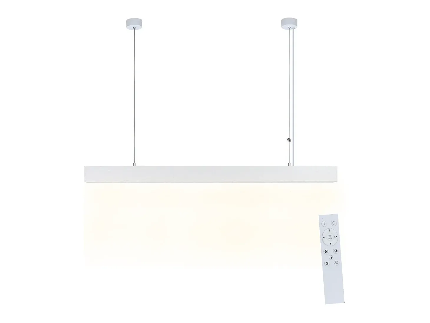 NETTLIFE Lámpara Colgante LED Blanca Moderna Diam.107CM Aluminio 32W Regulable con Control Remoto Diseño Lineal Largo para Oficina Sala de Estar