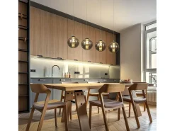 NETTLIFE Lámpara colgante de cristal gris diámetro 70 cm G9 para mesa de regulable en altura 4 lámparas en color lámpara de mesa de para s