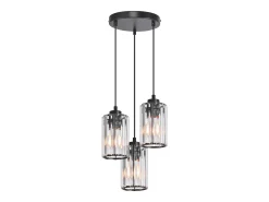 NETTLIFE Lámpara colgante moderna de cristal negro para mesa de comedor, 3 llamas, E27