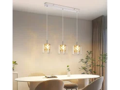 NETTLIFE Lámpara colgante moderna de cristal G9 para comedor, altura ajustable