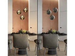 NETTLIFE Lámpara colgante de cristal gris Diam.28cm G9 con 3 luces, lámpara de mesa de comedor de color moderna, lámpara de salón cocina