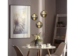 NETTLIFE Lámpara colgante de cristal gris Diam.28cm G9 con 3 luces, lámpara de mesa de comedor de color moderna, lámpara de salón cocina