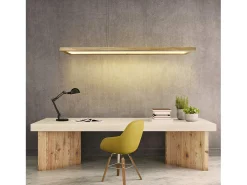 NETTLIFE Lámpara colgante de comedor de madera 38W regulable con control remoto Lámpara colgante LED de 100CM