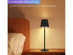 NETTLIFE Lámpara de cabecera con batería inalámbrica，2 piezas - LED RGB 2600 mhA Lámpara de mesa para exteriores Lámpara de batería USB TIPO C negra
