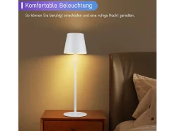 NETTLIFE Lámpara de cabecera con batería inalámbrica - LED RGB 2600 mhA Lámpara de mesa para exteriores Lámpara de batería USB TIPO C Blanca
