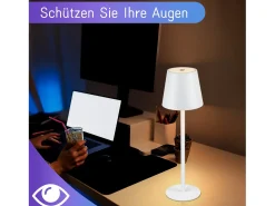 NETTLIFE Lámpara de cabecera con batería inalámbrica - LED RGB 2600 mhA Lámpara de mesa para exteriores Lámpara de batería USB TIPO C Blanca