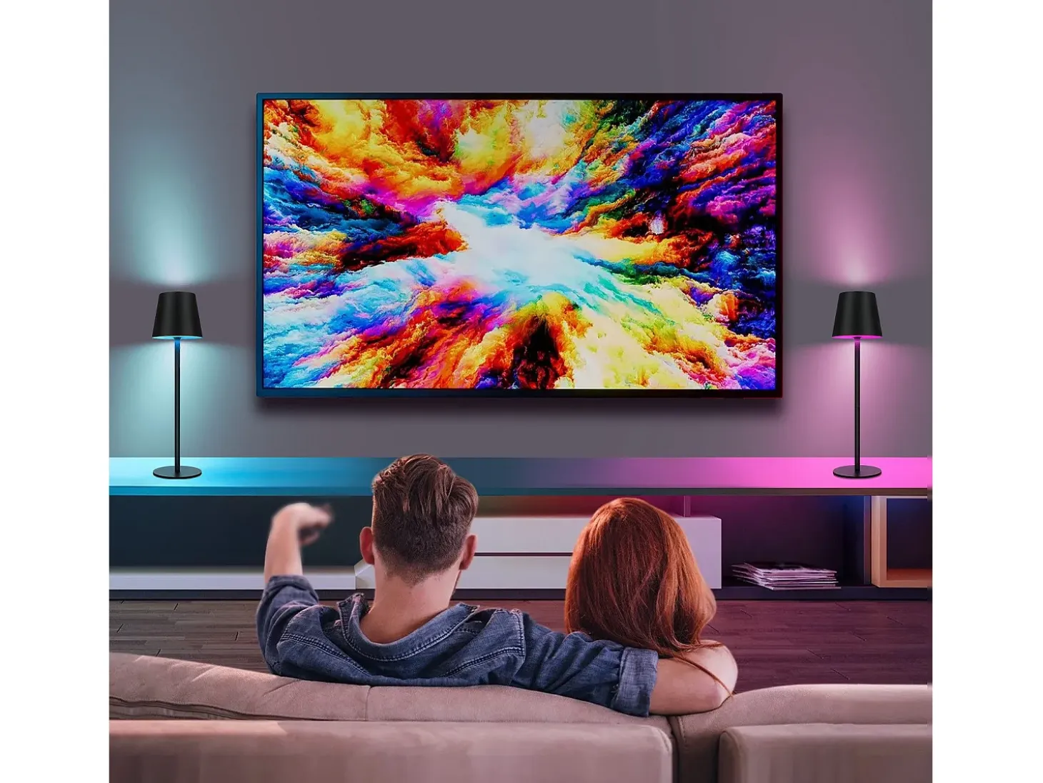 NETTLIFE Lámpara de cabecera con batería inalámbrica - LED RGB 2600 mhA Lámpara de mesa para exteriores Lámpara de batería USB TIPO C negra