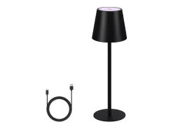 NETTLIFE Lámpara de cabecera con batería inalámbrica - LED RGB 2600 mhA Lámpara de mesa para exteriores Lámpara de batería USB TIPO C negra