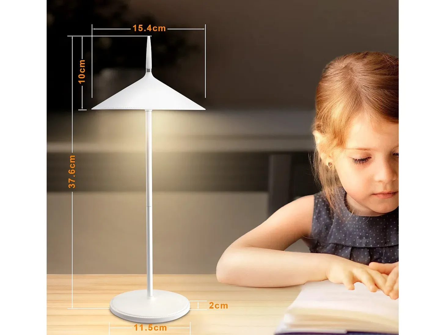 NETTLIFE Lámpara de mesa con batería lámpara de noche inalámbrica LED 1800mhA recargable táctil regulable moderna blancapara exterior IP44