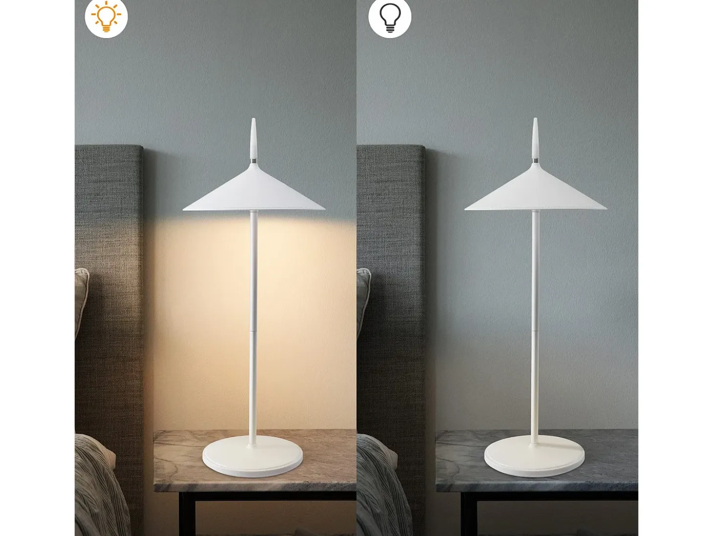NETTLIFE Lámpara de mesa con batería lámpara de noche inalámbrica LED 1800mhA recargable táctil regulable moderna blancapara exterior IP44