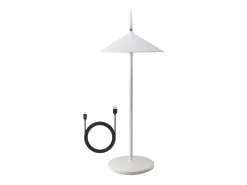 NETTLIFE Lámpara de mesa con batería lámpara de noche inalámbrica LED 1800mhA recargable táctil regulable moderna blancapara exterior IP44