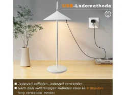 NETTLIFE Lámpara de mesa con batería lámpara de noche inalámbrica LED 1800mhA recargable táctil regulable moderna blancapara exterior IP44
