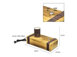 NETTLIFE Lámpara de Mesa de Madera Vintage Lámpara de Noche Retro E27 Lámpara de Noche Industrial de 20 CM con Enchufe - Sin Bombillas