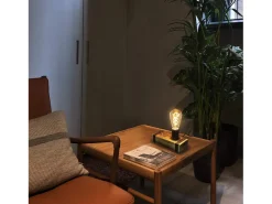 NETTLIFE Lámpara de Mesa de Madera Vintage Lámpara de Noche Retro E27 Lámpara de Noche Industrial de 20 CM con Enchufe - Sin Bombillas
