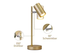 NETTLIFE lámpara de mesa de noche, lámpara de mesa de salón giratoria 350° GU10 o de metal para oficina.