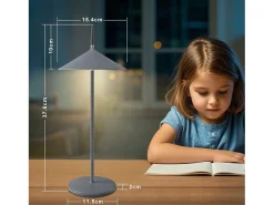 NETTLIFE Lámpara de mesa inalámbrica, lámpara de noche, juego de 2 LED recargables de 1800 mhA, táctiles, regulables, modernas, grises, IP44, USB.