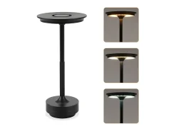 NETTLIFE Lámpara de mesa inalámbrica, lámpara de noche, batería - Lámpara de mesa LED táctil regulable con USB recargable, batería negra