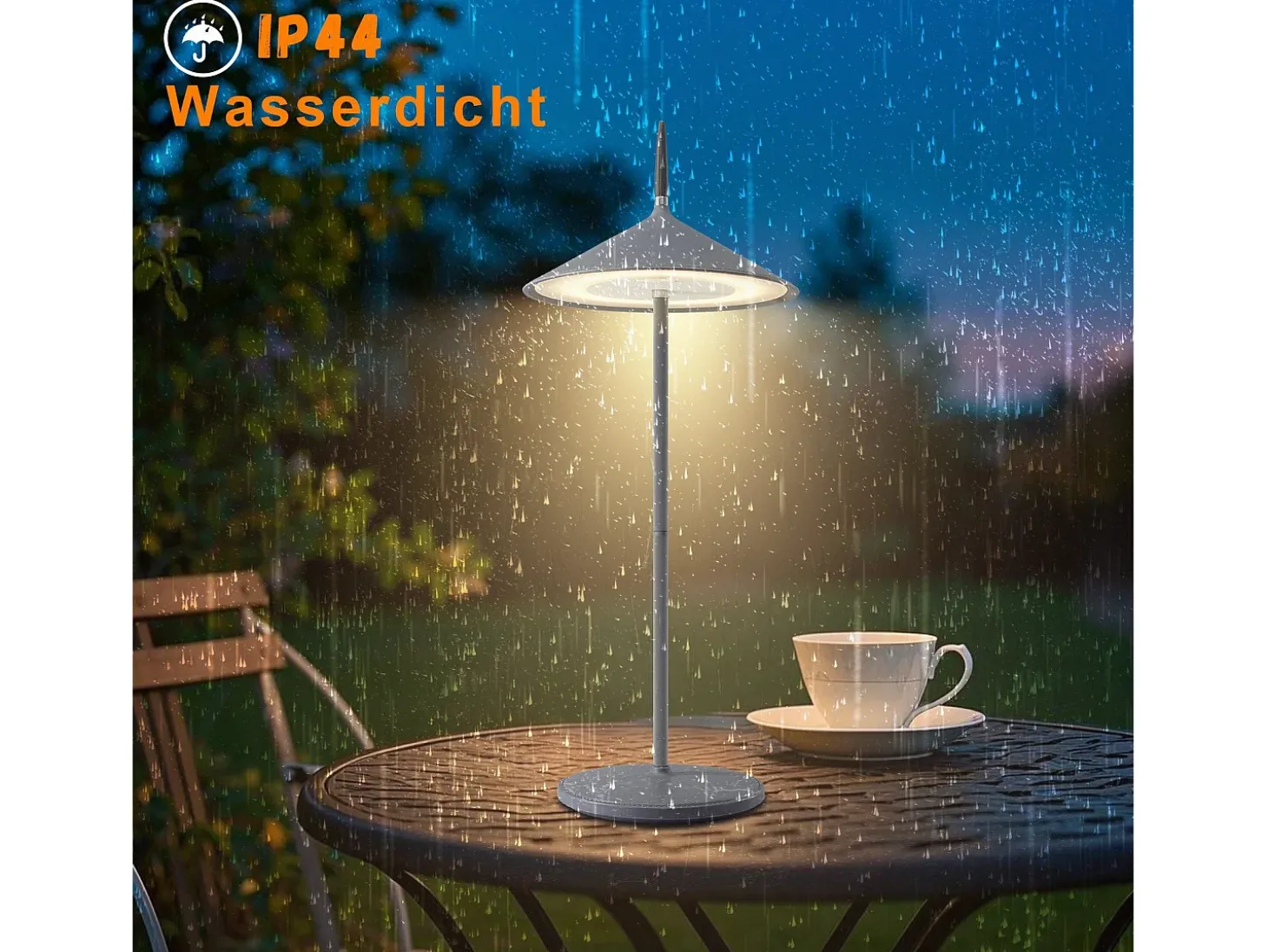 NETTLIFE Lámpara de mesa inalámbrica, lámpara de noche LED con batería de 1800 mhA, recargable, táctil, regulable, moderna, IP44 con USB