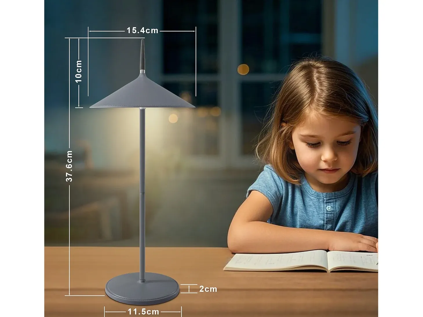 NETTLIFE Lámpara de mesa inalámbrica, lámpara de noche LED con batería de 1800 mhA, recargable, táctil, regulable, moderna, IP44 con USB