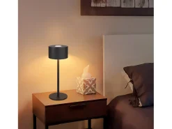NETTLIFE Lámpara de mesa LED inalámbrica: lámpara de mesa regulable táctil con 3 temperaturas de color, altura ajustable, USB