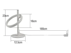 NETTLIFE Lámpara de mesa LED moderna - Lámpara de cabecera con forma de anillo blanco Rotación Anillos extraíbles 13W 3000K Blanco cálido