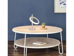 NETTLIFE Lámpara de mesa LED moderna - Lámpara de cabecera con forma de anillo blanco Rotación Anillos extraíbles 13W 3000K Blanco cálido