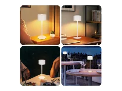 NETTLIFE Lámpara de mesa LED inalámbrica (paquete de 2): lámpara de mesa regulable al tacto con 3 temperaturas de color, altura ajustable, USB
