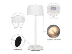 NETTLIFE Lámpara de mesa LED inalámbrica, lámpara de noche continua con batería