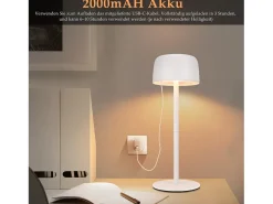 NETTLIFE Lámpara de mesa LED inalámbrica, lámpara de noche continua con batería