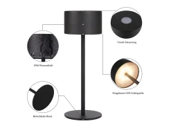 NETTLIFE Lámpara de mesa LED inalámbrica (paquete de 2): lámpara de mesa regulable al tacto con 3 temperaturas de color, altura ajustable, USB