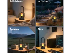 NETTLIFE Lámpara de mesa LED portátil Nettlife, lámpara de noche inalámbrica, regulable (1800 K-6500 K), con memoria, recargable por USB-C,color negro