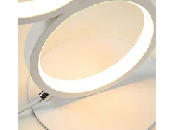 NETTLIFE Lámpara de mesa LED regulable, lámpara de cabecero, diseño moderno táctil, anillo de aluminio blanco metálico, estudio.