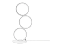 NETTLIFE Lámpara de mesa LED regulable, lámpara de cabecero, diseño moderno táctil, anillo de aluminio blanco metálico, estudio.