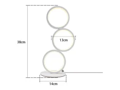 NETTLIFE Lámpara de mesa LED regulable, lámpara de cabecero, diseño moderno táctil, anillo de aluminio blanco metálico, estudio.