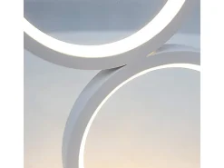 NETTLIFE Lámpara de mesa LED regulable, lámpara de cabecero, diseño moderno táctil, anillo de aluminio blanco metálico, estudio.