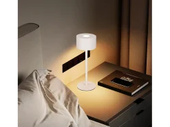 NETTLIFE Lámpara de mesa LED inalámbrica: lámpara de mesa regulable táctil con 3 temperaturas de color, altura ajustable, USB