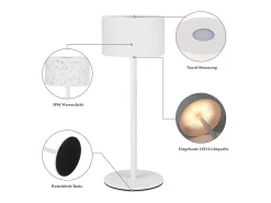 NETTLIFE Lámpara de mesa LED inalámbrica: lámpara de mesa regulable táctil con 3 temperaturas de color, altura ajustable, USB