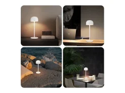 NETTLIFE Lámpara de mesa LED inalámbrica (paquete de 2): lámpara de mesa táctil regulable con 3 temperaturas de color y USB