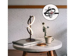 NETTLIFE Lámpara de Mesa Moderna LED Negra, Anillos Desmontables, 13W, 3000K, Blanco Cálido, Asistente Desmontable